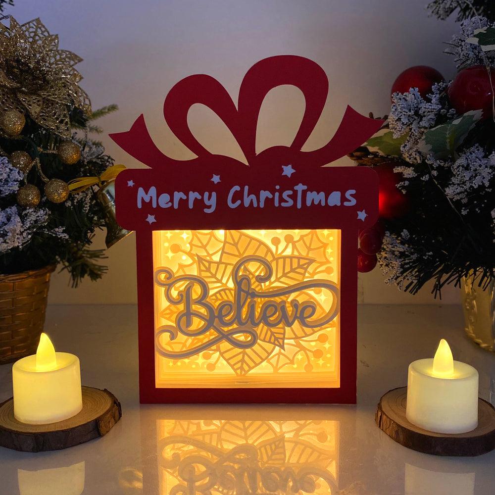 Christmas Believe - Paper Cut Gift Light Box File - Cricut File - 21x16cm - LightBoxGoodMan - LightboxGoodman