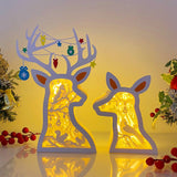 Christmas Bird - Paper Cut Deer Couple Light Box File - Cricut File - 10,4x7 inches - LightBoxGoodMan