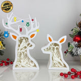 Christmas Bird - Paper Cut Deer Couple Light Box File - Cricut File - 10,4x7 inches - LightBoxGoodMan - LightboxGoodman