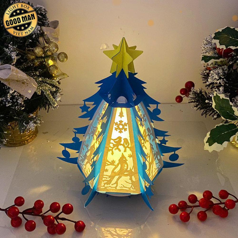 Christmas Bird - Pine Lantern File - Cricut File - 8x9,5 Inches - LightBoxGoodMan - LightboxGoodman