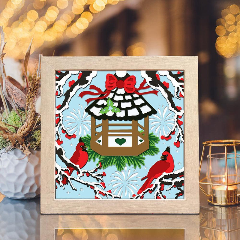 Christmas Cardinal – Paper Cut Light Box File - Cricut File - 8x8 inches - LightBoxGoodMan - LightboxGoodman