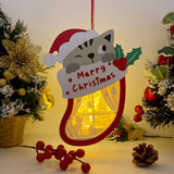 Christmas Cat - Paper Cut Pet Light Box File - Xmas Cat Motif - Cricut File - 8x6 Inches - LightBoxGoodMan