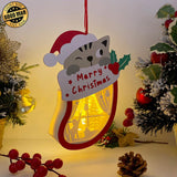 Christmas Cat - Paper Cut Pet Light Box File - Xmas Cat Motif - Cricut File - 8x6 Inches - LightBoxGoodMan - LightboxGoodman