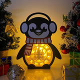 Christmas Clock - Paper Cut Penguin Light Box File - Cricut File - 25x20cm - LightBoxGoodMan