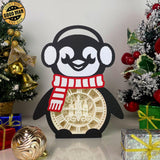 Christmas Clock - Paper Cut Penguin Light Box File - Cricut File - 25x20cm - LightBoxGoodMan - LightboxGoodman