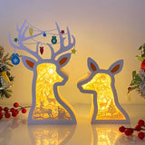 Christmas Deer 2 - Paper Cut Deer Couple Light Box File - Cricut File - 10,4x7 inches - LightBoxGoodMan