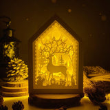 Christmas Deer 2 - Paper Cut House Light Box File - Cricut File - 13x19 cm - LightBoxGoodMan