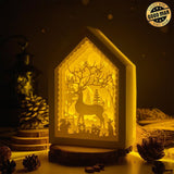 Christmas Deer 2 - Paper Cut House Light Box File - Cricut File - 13x19 cm - LightBoxGoodMan - LightboxGoodman