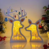 Christmas Deer - Paper Cut Deer Couple Light Box File - Cricut File - 10,4x7 inches - LightBoxGoodMan