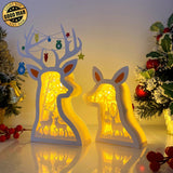 Christmas Deer - Paper Cut Deer Couple Light Box File - Cricut File - 10,4x7 inches - LightBoxGoodMan - LightboxGoodman