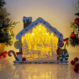 Christmas Deer - Paper Cut Gingerbread House Light Box File - Cricut File - 7x9 Inches - LightBoxGoodMan