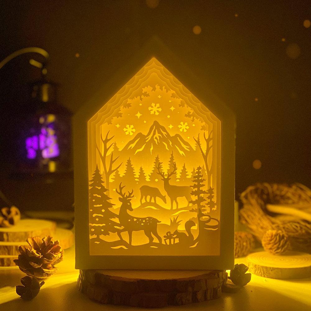 Christmas Deer - Paper Cut House Light Box File - Cricut File - 13x19 cm - LightBoxGoodMan - LightboxGoodman