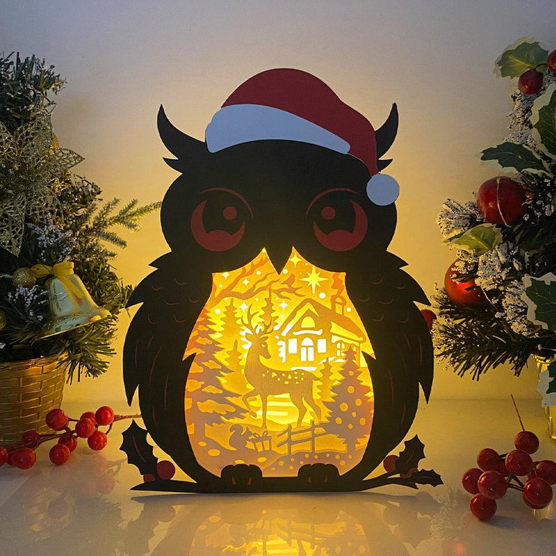 Christmas Deer - Paper Cut Owl Light Box File - Cricut File - 25x20 cm - LightBoxGoodMan - LightboxGoodman