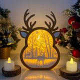 Christmas Deer - Paper Cut Reindeer Light Box File - Cricut File - 24,4x17cm - LightBoxGoodMan