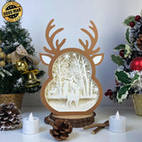 Christmas Deer - Paper Cut Reindeer Light Box File - Cricut File - 24,4x17cm - LightBoxGoodMan - LightboxGoodman