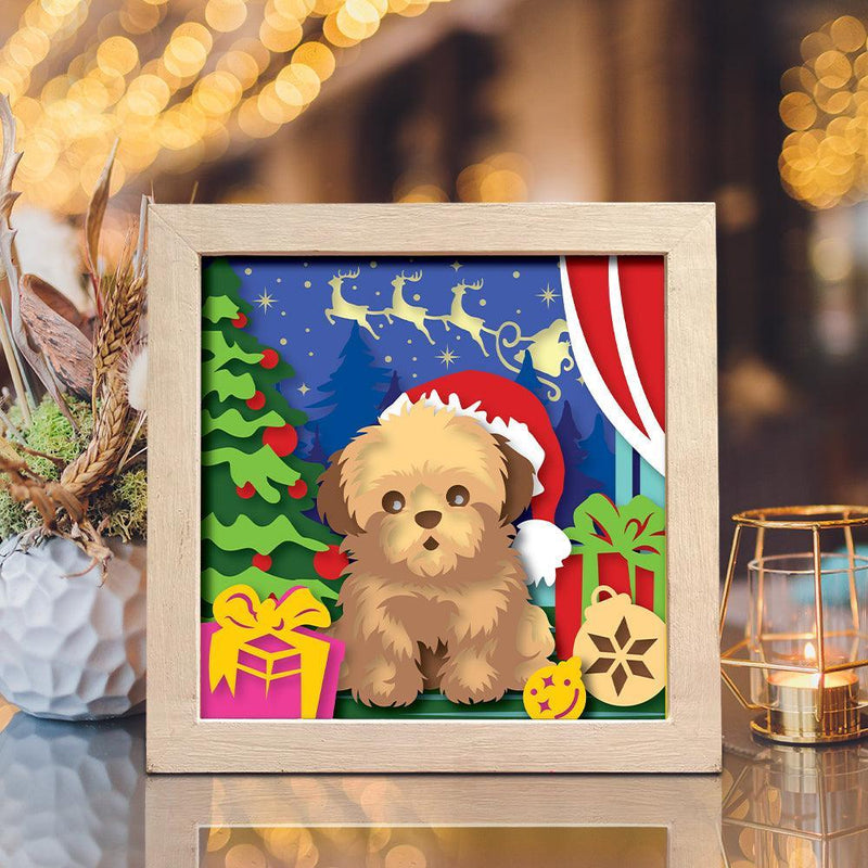 Christmas Dog – Paper Cut Light Box File - Cricut File - 8x8 inches - LightBoxGoodMan - LightboxGoodman