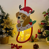 Christmas Dog - Paper Cut Pet Light Box File - Xmas Dog Motif - Cricut File - 11x6 Inches - LightBoxGoodMan