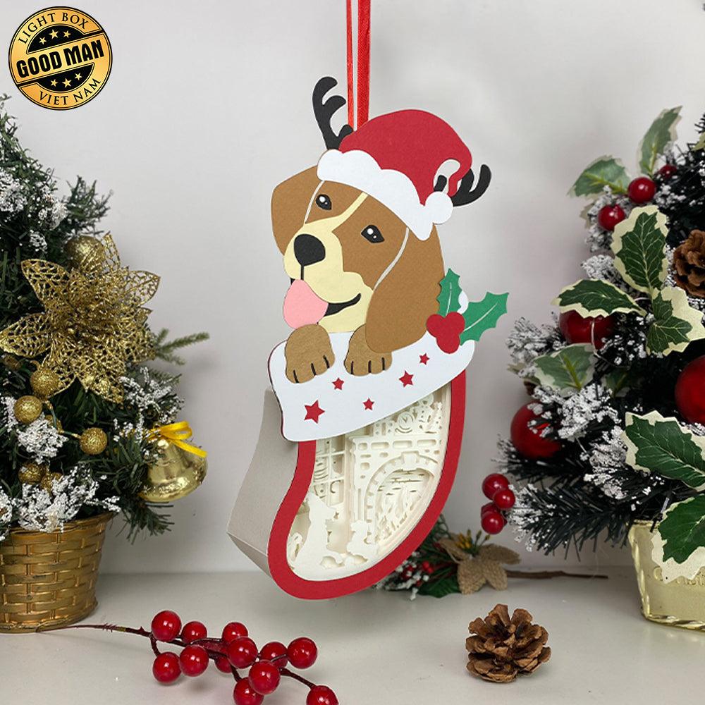 Christmas Dog - Paper Cut Pet Light Box File - Xmas Dog Motif - Cricut File - 11x6 Inches - LightBoxGoodMan - LightboxGoodman