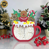 Christmas Fire - Paper Cut Hot Cocoa Light Box File - Gingerbread Motif - Cricut File - 8x7 inches - LightBoxGoodMan - LightboxGoodman