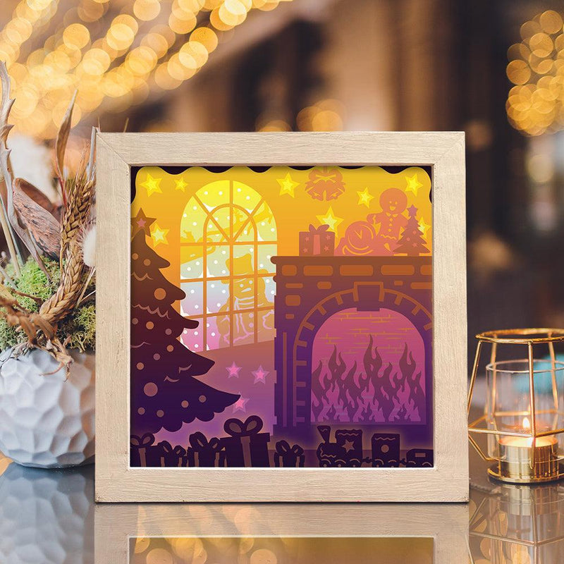 Christmas Fire – Paper Cut Light Box File - Cricut File - 20x20cm - LightBoxGoodMan - LightboxGoodman