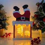 Christmas Fire - Paper Cut Santa Light Box File - Cricut File - 28,4x14,7cm - LightBoxGoodMan