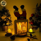 Christmas Fire - Paper Cut Santa Light Box File - Cricut File - 28,4x14,7cm - LightBoxGoodMan - LightboxGoodman