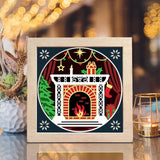 Christmas Fireplace – Paper Cut Light Box File - Cricut File - 8x8 inches - LightBoxGoodMan