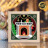 Christmas Fireplace – Paper Cut Light Box File - Cricut File - 8x8 inches - LightBoxGoodMan - LightboxGoodman