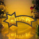 Christmas Fireplace - Paper Cut Star Light Box File - Cricut File - 28x13.7cm - LightBoxGoodMan