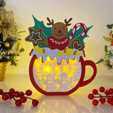 Christmas Gingerbread - Paper Cut Hot Cocoa Light Box File - Gingerbread Motif - Cricut File - 8x7 inches - LightBoxGoodMan - LightboxGoodman