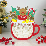 Christmas Gingerbread - Paper Cut Hot Cocoa Light Box File - Gingerbread Motif - Cricut File - 8x7 inches - LightBoxGoodMan - LightboxGoodman