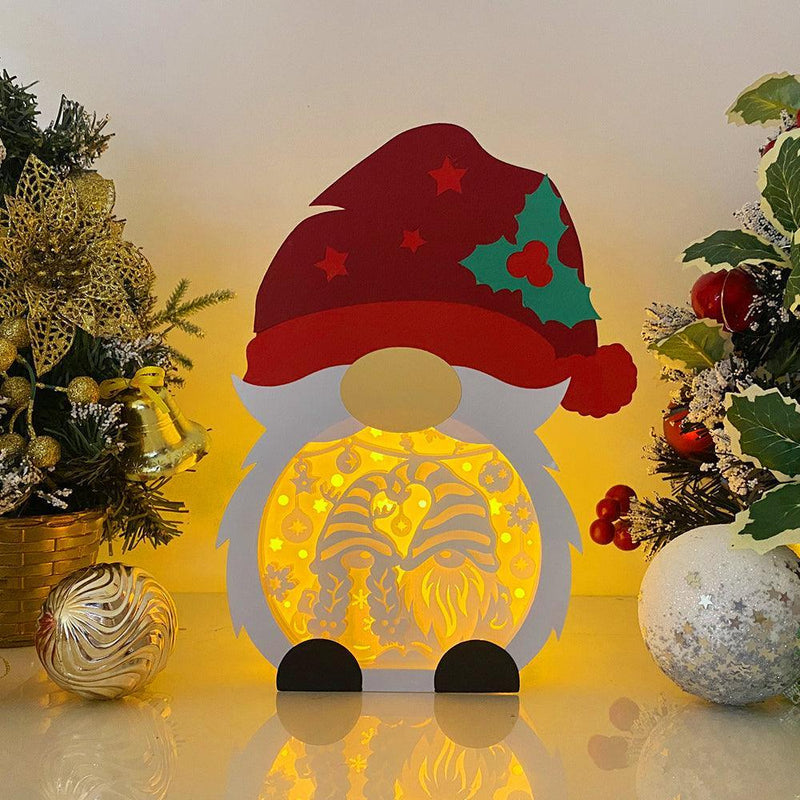Christmas Gnome 2 - Paper Cut Gnome Light Box File - Cricut File - 10x7 inches - LightBoxGoodMan - LightboxGoodman
