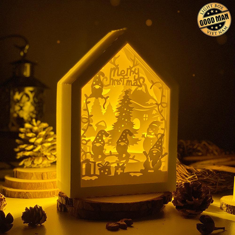 Christmas Gnome 2 - Paper Cut House Light Box File - Cricut File - 13x19 cm - LightBoxGoodMan - LightboxGoodman