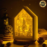 Christmas Gnome 2 - Paper Cut House Light Box File - Cricut File - 13x19 cm - LightBoxGoodMan - LightboxGoodman