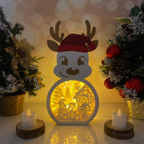 Christmas Gnome 2 - Paper Cut Reindeer Light Box File - Cricut File - 29x14,6cm - LightBoxGoodMan