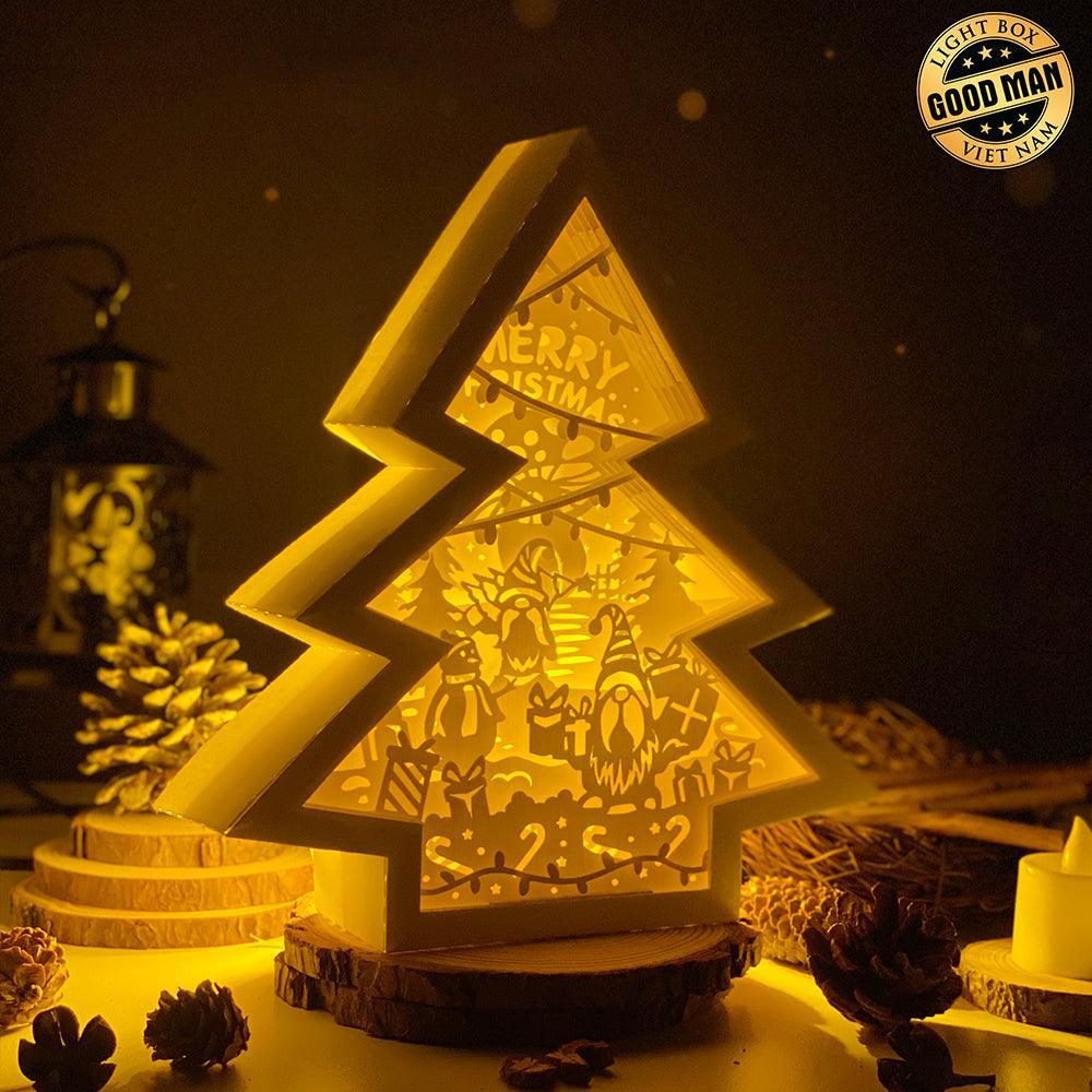 Christmas Gnome 2 - Paper Cut Tree Light Box File - Cricut File - 20x22cm - LightBoxGoodMan - LightboxGoodman