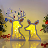 Christmas Gnome - Paper Cut Deer Couple Light Box File - Cricut File - 10,4x7 inches - LightBoxGoodMan - LightboxGoodman