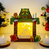 Christmas Gnome - Paper Cut Fireplace Light Box File - Cricut File - 7,6x7cm - LightBoxGoodMan