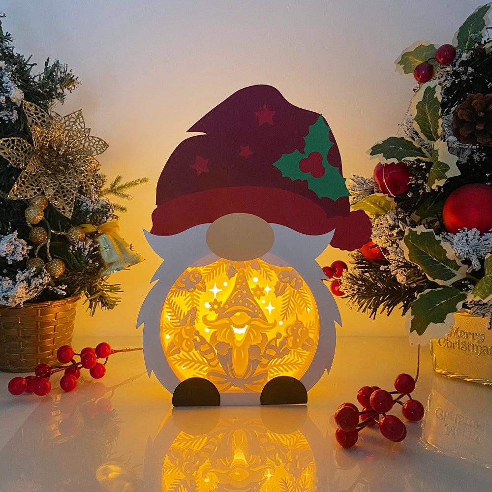 Christmas Gnome - Paper Cut Gnome Light Box File - Cricut File - 10x7 inches - LightBoxGoodMan - LightboxGoodman