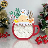 Christmas Gnome - Paper Cut Hot Cocoa Light Box File - Snowman Motif - Cricut File - 8x7,8 inches - LightBoxGoodMan - LightboxGoodman
