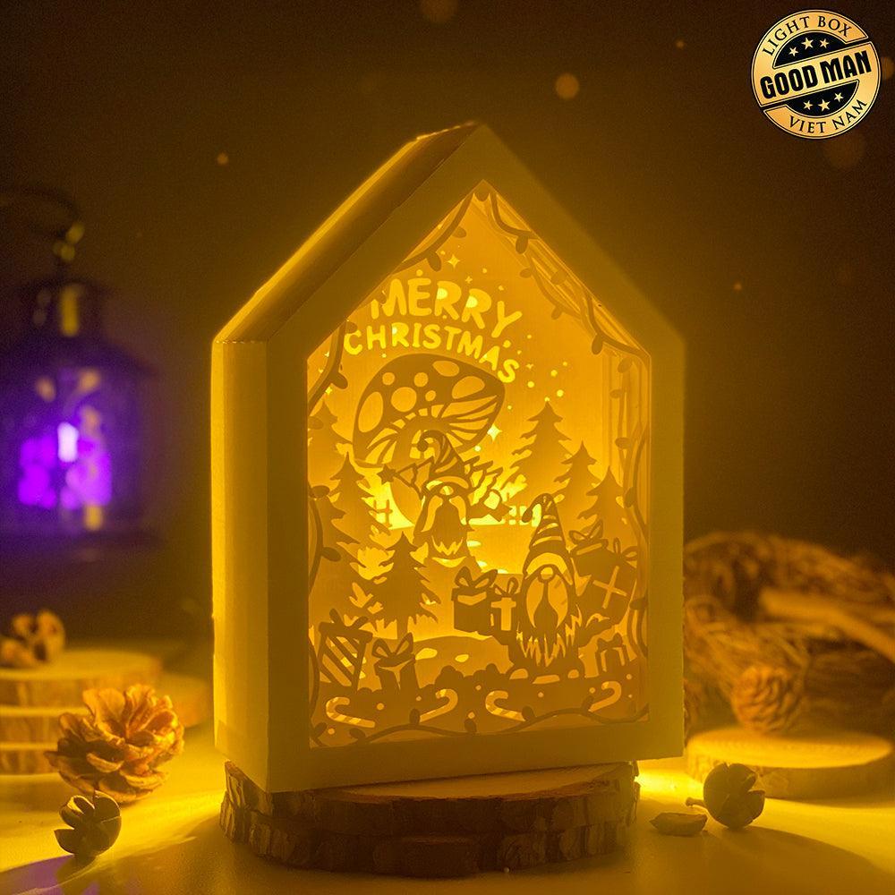 Christmas Gnome - Paper Cut House Light Box File - Cricut File - 13x19 cm - LightBoxGoodMan - LightboxGoodman