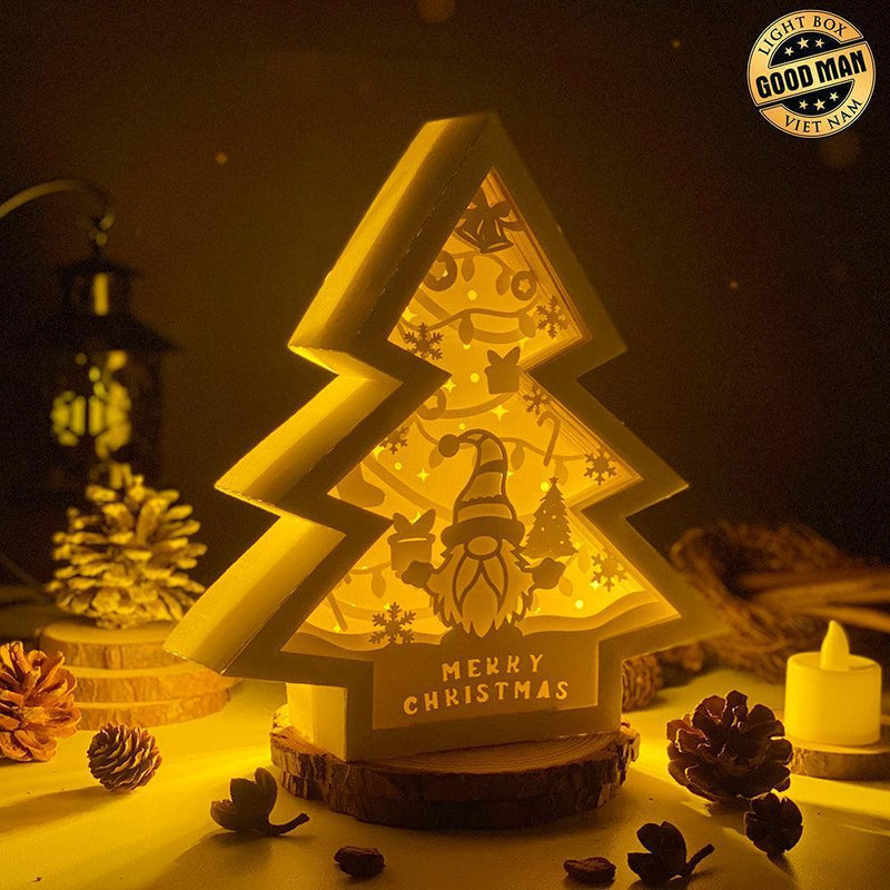 Christmas Gnome - Paper Cut Tree Light Box File - Cricut File - 20x22cm - LightBoxGoodMan - LightboxGoodman