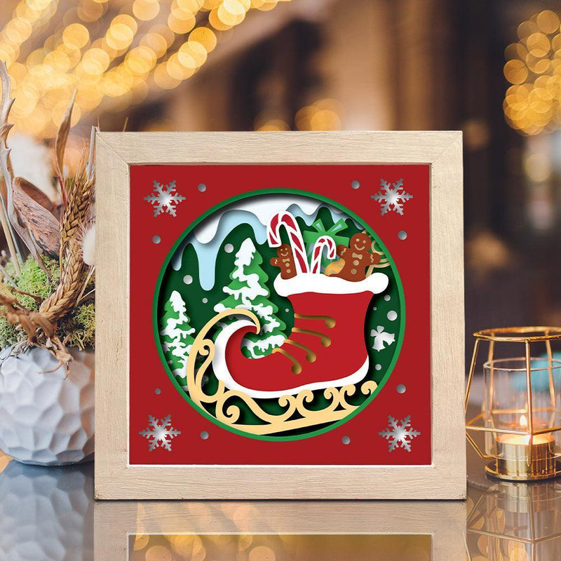 Christmas Ice Skates – Paper Cut Light Box File - Cricut File - 8x8 inches - LightBoxGoodMan - LightboxGoodman