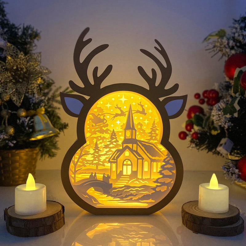 Christmas In The Forest 2 - Paper Cut Reindeer Light Box File - Cricut File - 24,4x17cm - LightBoxGoodMan - LightboxGoodman