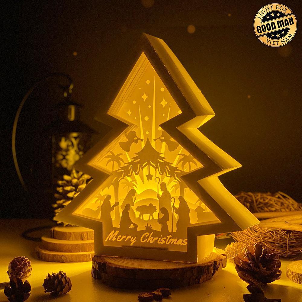 Christmas Nativity 2 - Paper Cut Tree Light Box File - Cricut File - 20x22cm - LightBoxGoodMan - LightboxGoodman