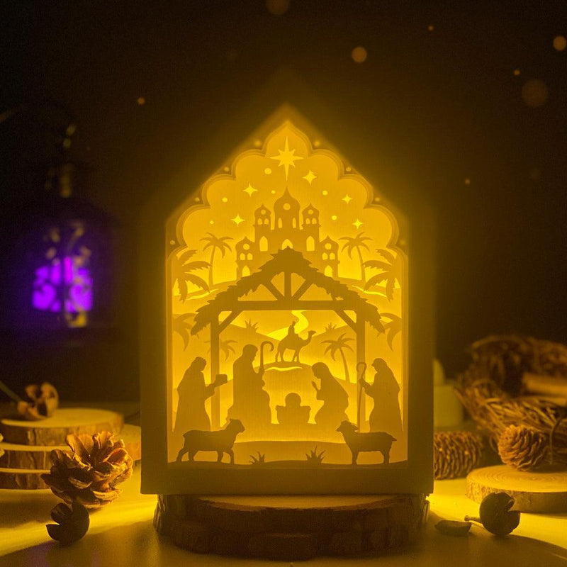 Christmas Nativity - Paper Cut House Light Box File - Cricut File - 13x19 cm - LightBoxGoodMan - LightboxGoodman