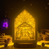 Christmas Nativity - Paper Cut House Light Box File - Cricut File - 13x19 cm - LightBoxGoodMan