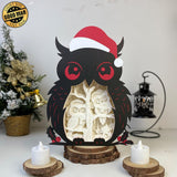 Christmas Owl - Paper Cut Owl Light Box File - Cricut File - 25x20 cm - LightBoxGoodMan - LightboxGoodman
