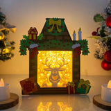 Christmas Reindeer - Paper Cut Fireplace Light Box File - Cricut File - 7,6x7cm - LightBoxGoodMan - LightboxGoodman
