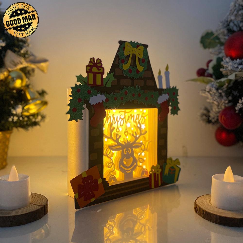 Christmas Reindeer - Paper Cut Fireplace Light Box File - Cricut File - 7,6x7cm - LightBoxGoodMan - LightboxGoodman